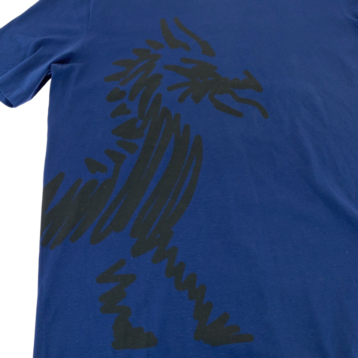 13518
HERMES エルメス ドラゴン サイズL ブルー ブラック コットン 半袖Tシャツ カットソー  メンズ ABP22