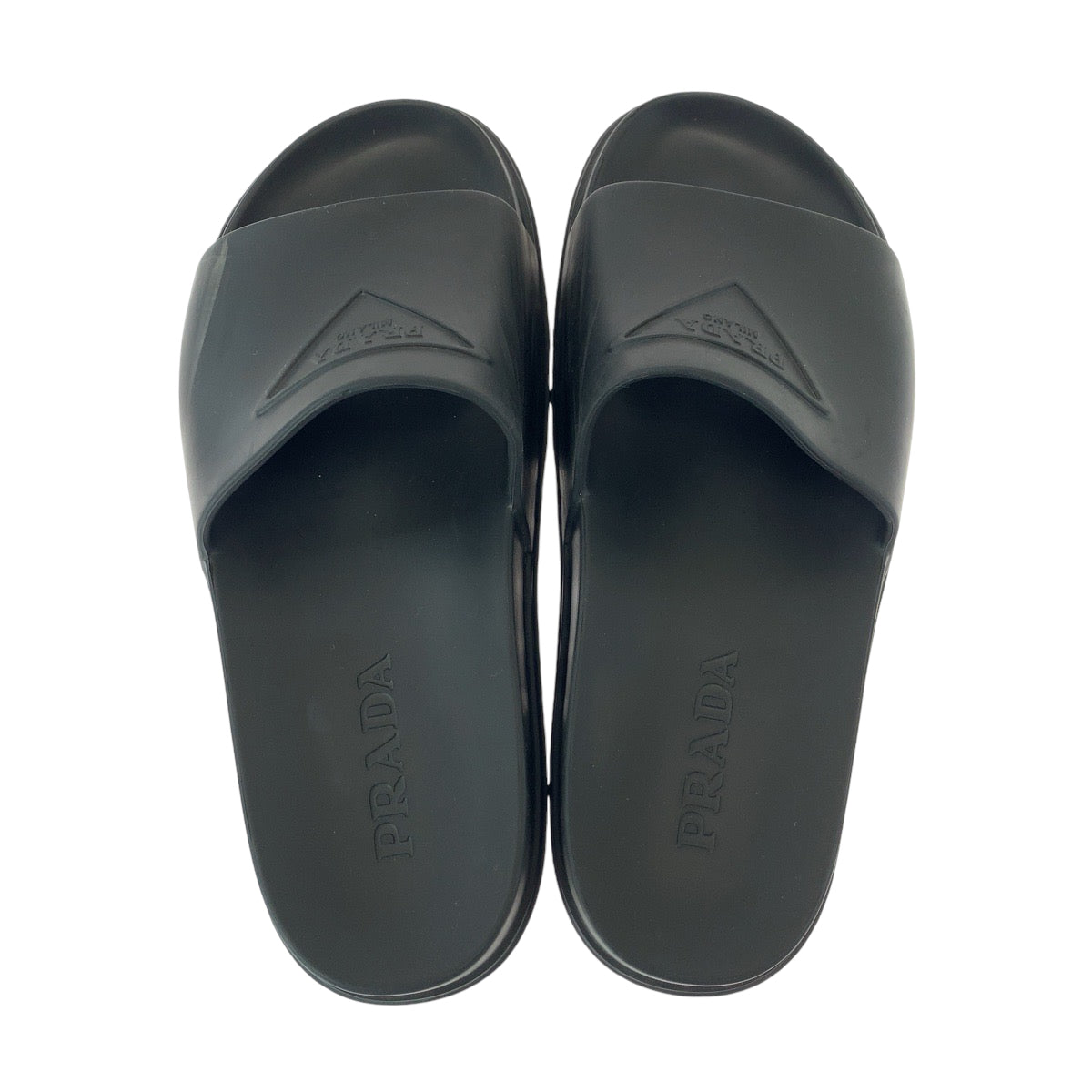 13519
 PRADA Prada Slide Sandals Logo 25-26cm Black Rubber Sandals Men's