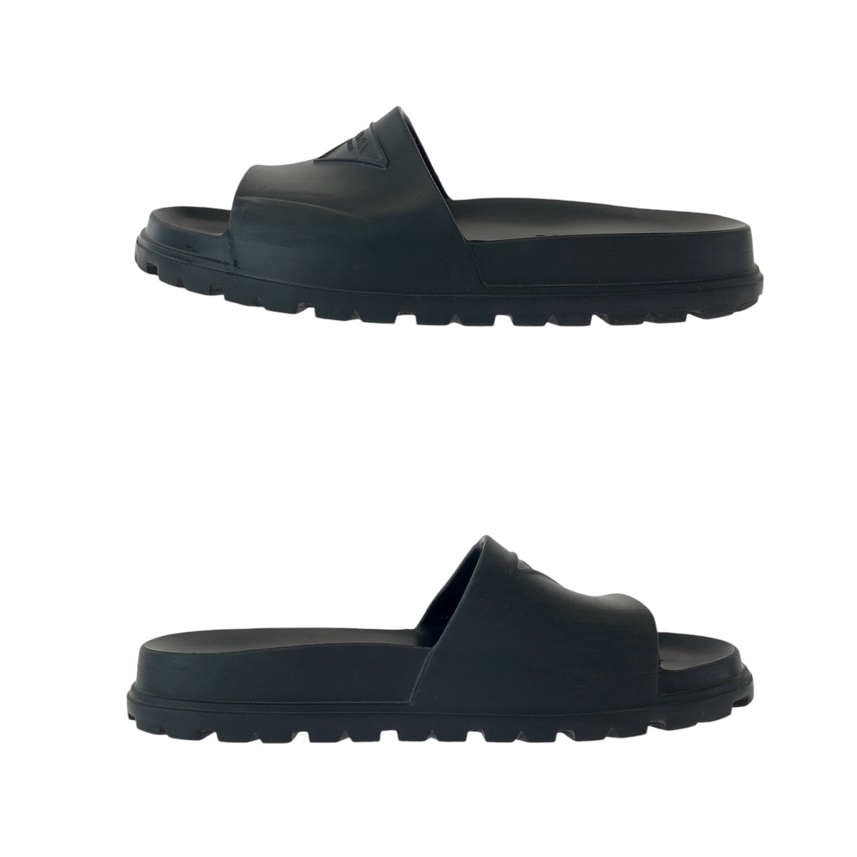 13519
 PRADA Prada Slide Sandals Logo 25-26cm Black Rubber Sandals Men's