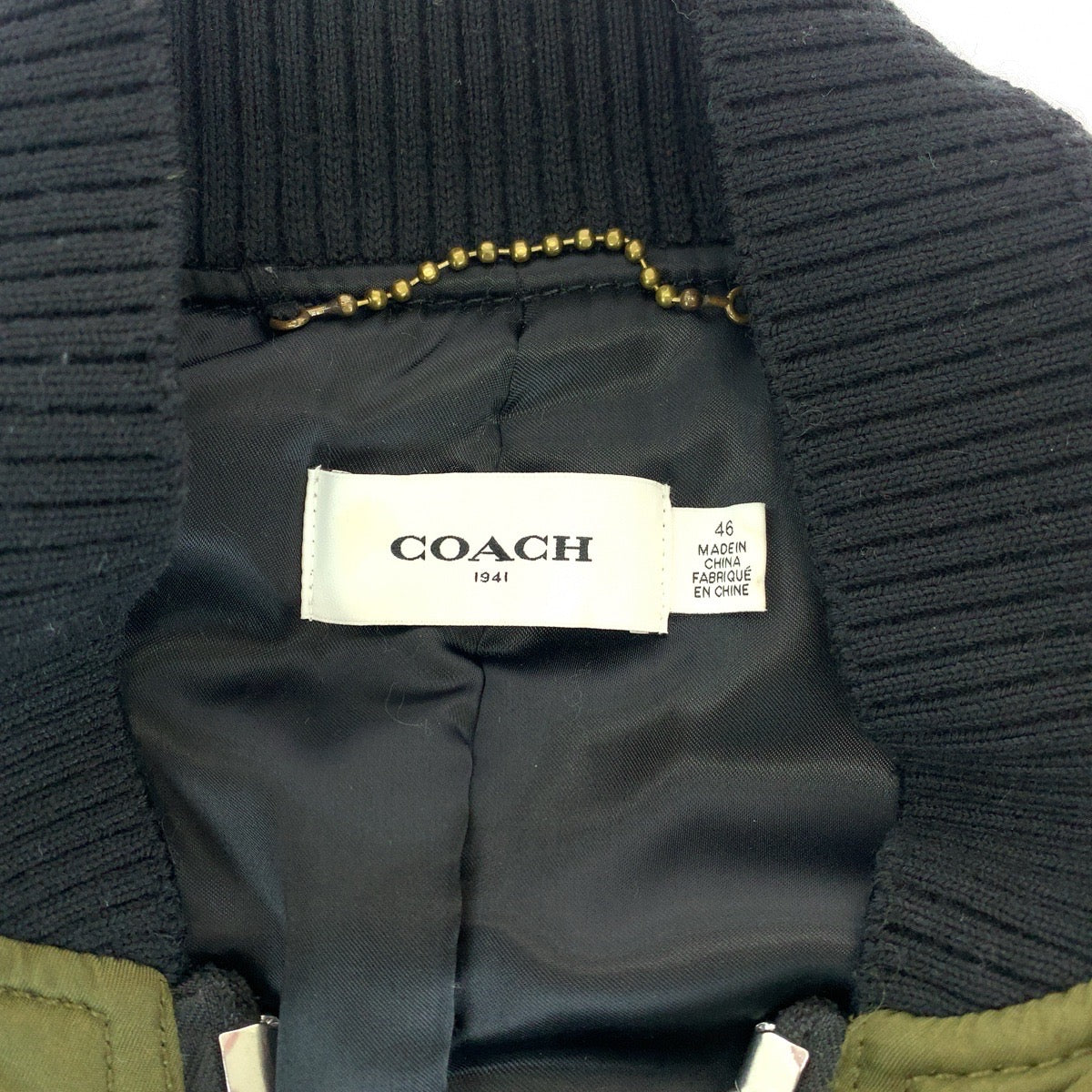 13520
COACH コーチ サイズ46 カーキ シルバー金具 ナイロン 56929 MA-1 ナイロンジャケット ボンバー フライトジャケット  メンズ