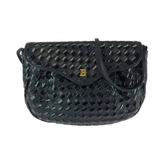 13521
BALLY バリー ブラック 黒 ゴール金具 パテントレザー ショルダーバッグ ポシェット  レディース