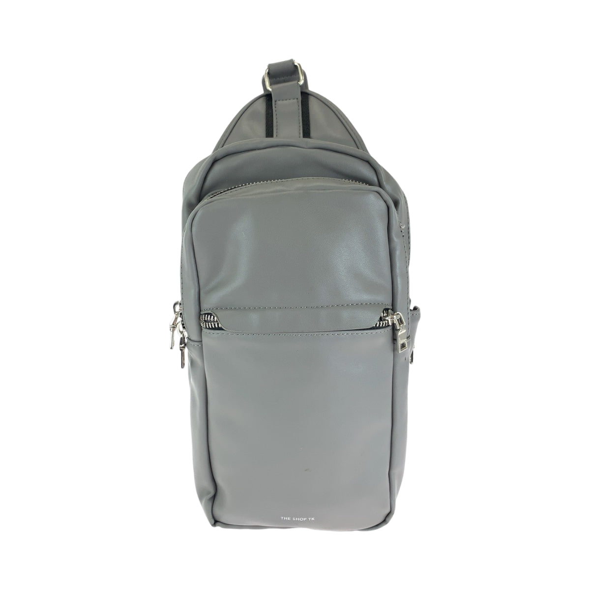 13523
TAKEO KIKUCHI タケオキクチ グレー シルバー金具 レザー ボディバッグ ボムバッグ メンズ AB5