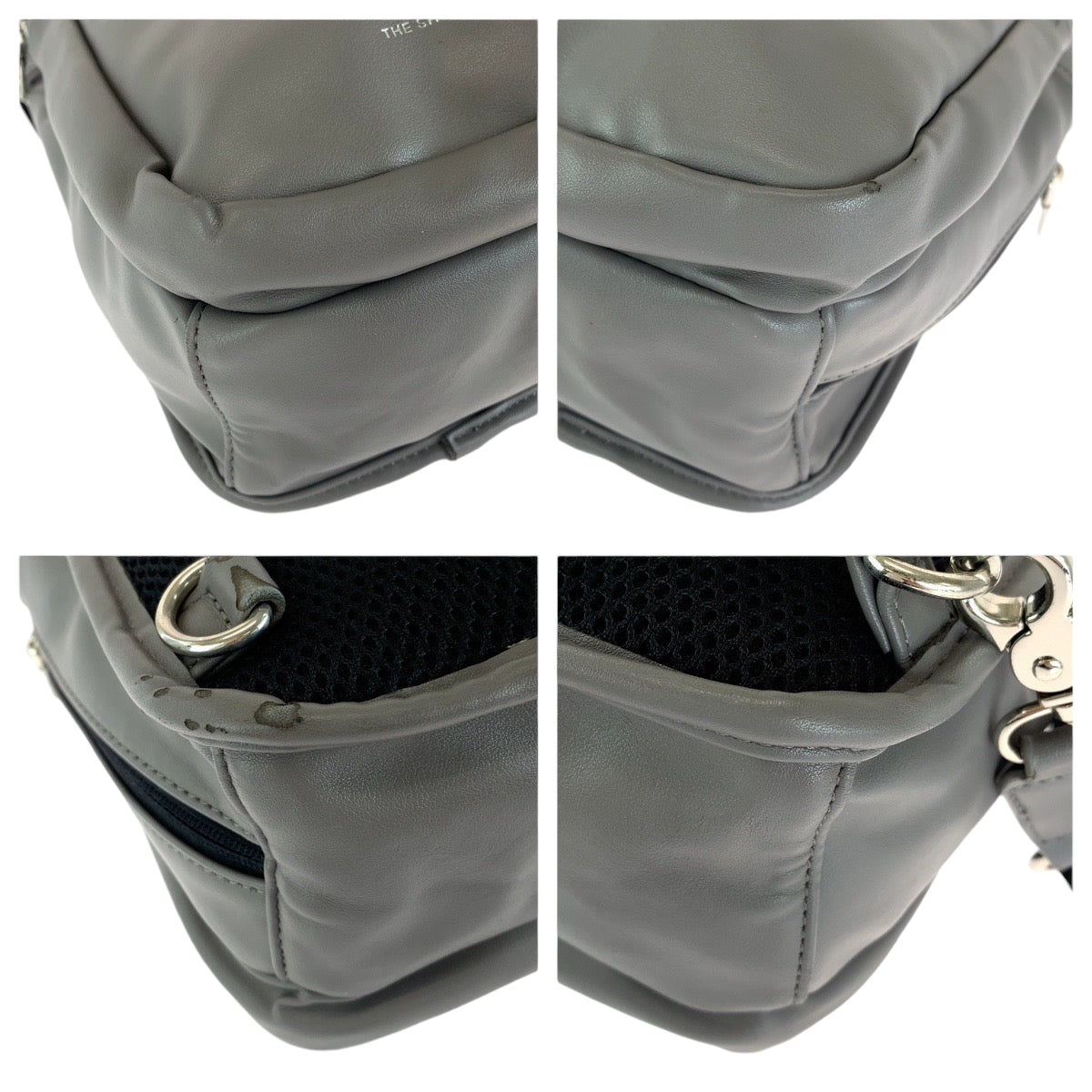 13523
TAKEO KIKUCHI タケオキクチ グレー シルバー金具 レザー ボディバッグ ボムバッグ  メンズ AB5