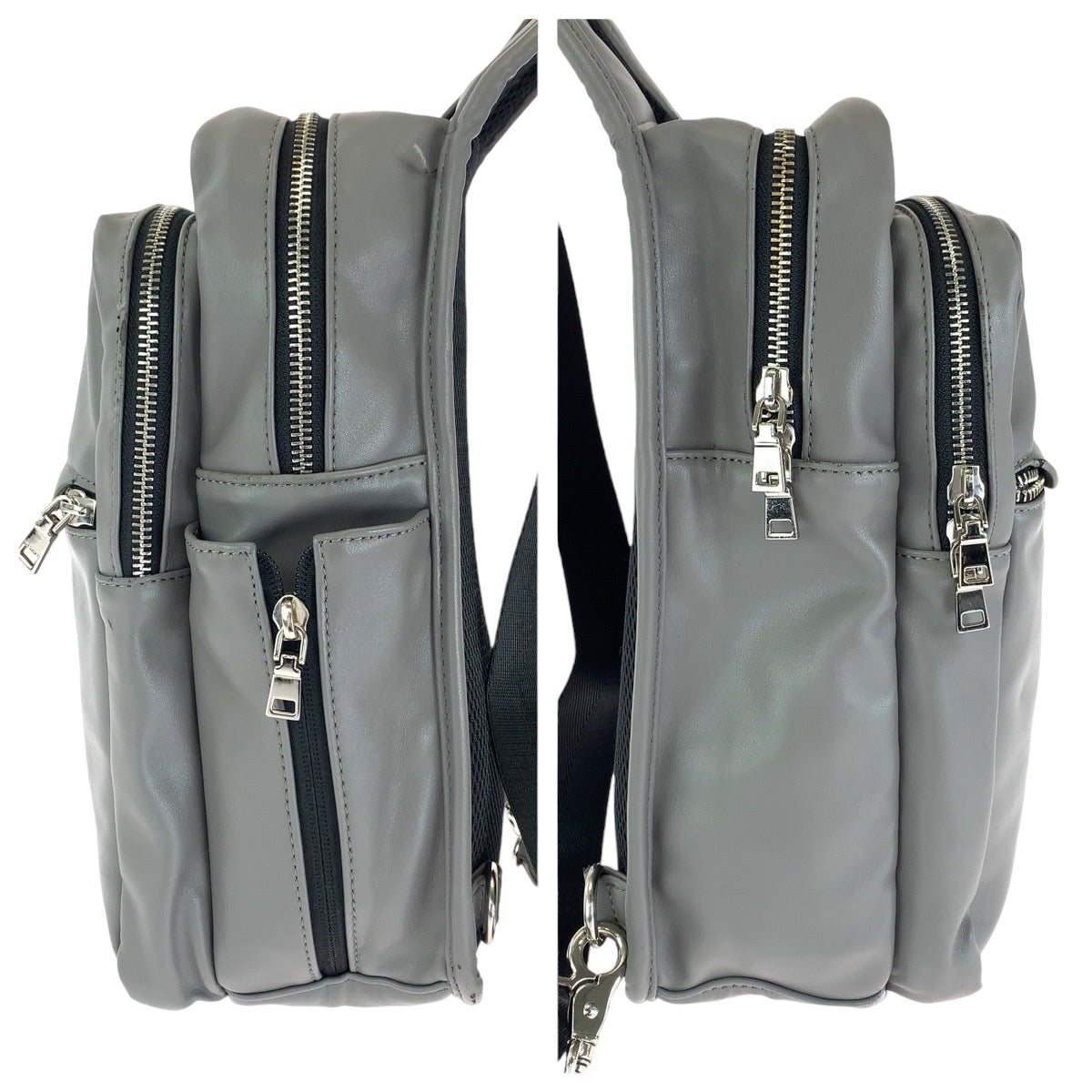13523
TAKEO KIKUCHI タケオキクチ グレー シルバー金具 レザー ボディバッグ ボムバッグ メンズ AB5