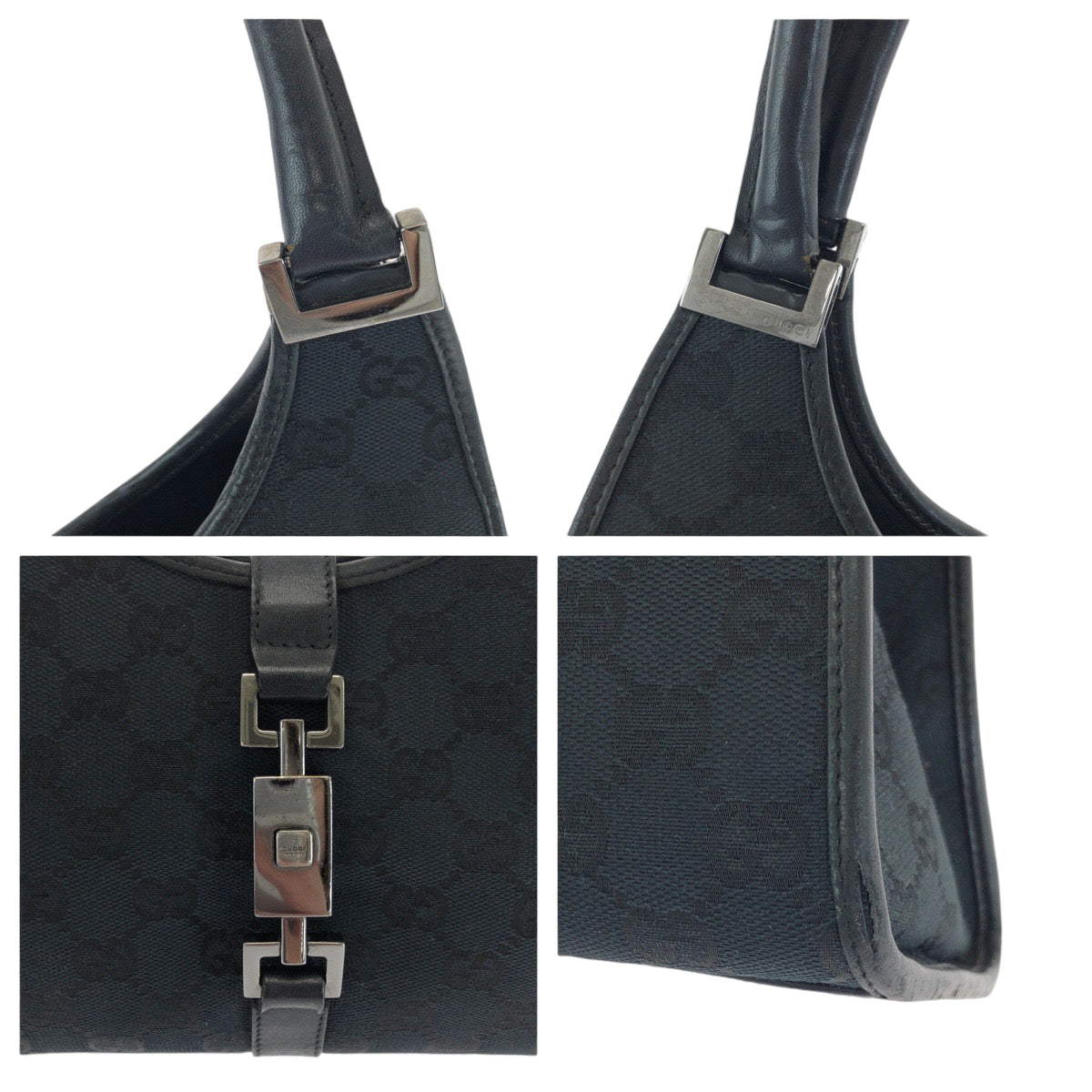 13559
GUCCI グッチ ジャッキー ブラック 黒 シルバー金具 GGキャンバス 002 1067 ハンドバッグ ショルダーバッグ  レディース