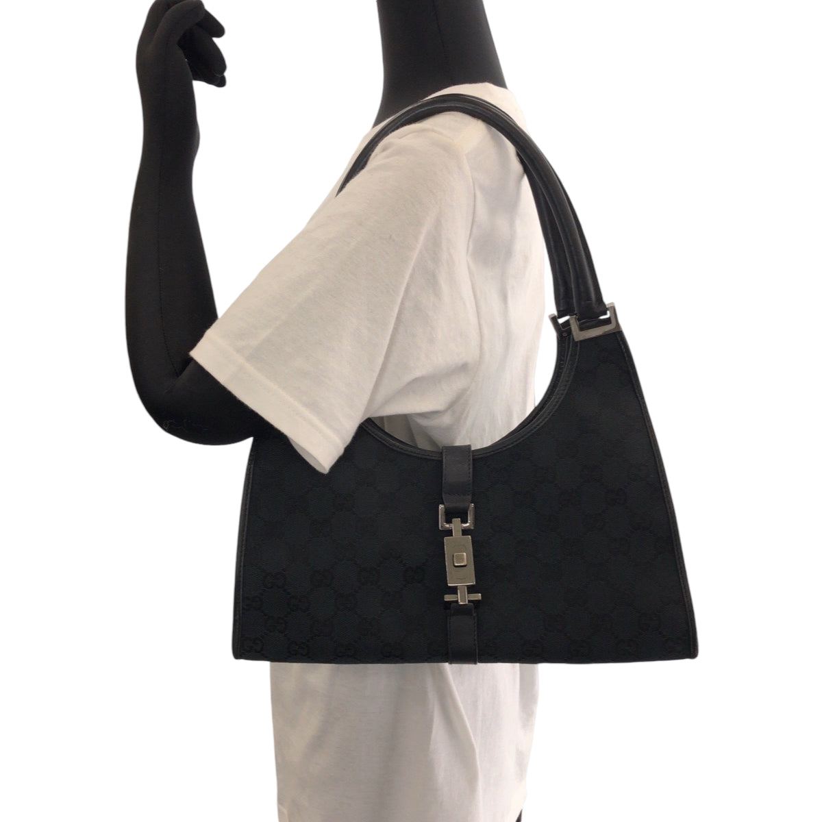 13559
GUCCI グッチ ジャッキー ブラック 黒 シルバー金具 GGキャンバス 002 1067 ハンドバッグ ショルダーバッグ  レディース