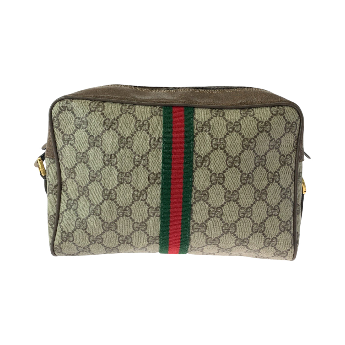 13524
GUCCI グッチ ヴィンテージ オールドグッチ シェリーライン ベージュ ブラウン ゴールド金具 GGスプリームキャンバス 14 02 005 ショルダーバッグ ポシェット  レディース