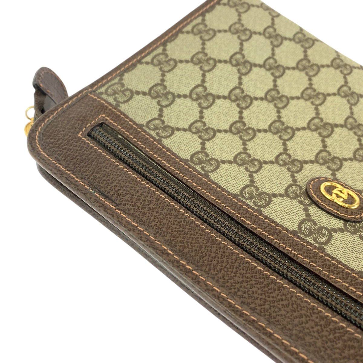 13527
GUCCI グッチ ヴィンテージ オールドグッチ ブラウン ベージュ ゴールド金具 GGスプリームキャンバス 14166063 セカンドバッグ クラッチバッグ  メンズ