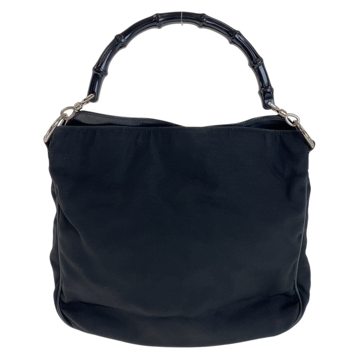13529
GUCCI グッチ バンブー ブラック 黒 シルバー金具 キャンバス / レザー ハンドバッグ ショルダーバッグ 2way  レディース