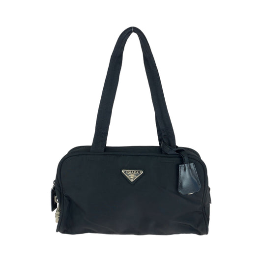 13530
PRADA プラダ 三角ロゴプレート ブラック 黒 シルバー金具 ナイロン ハンドバッグ ショルダーバッグ ミニボストンバッグ  レディース