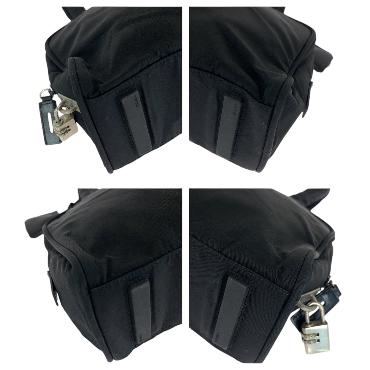 13530
PRADA プラダ 三角ロゴプレート ブラック 黒 シルバー金具 ナイロン ハンドバッグ ショルダーバッグ ミニボストンバッグ  レディース