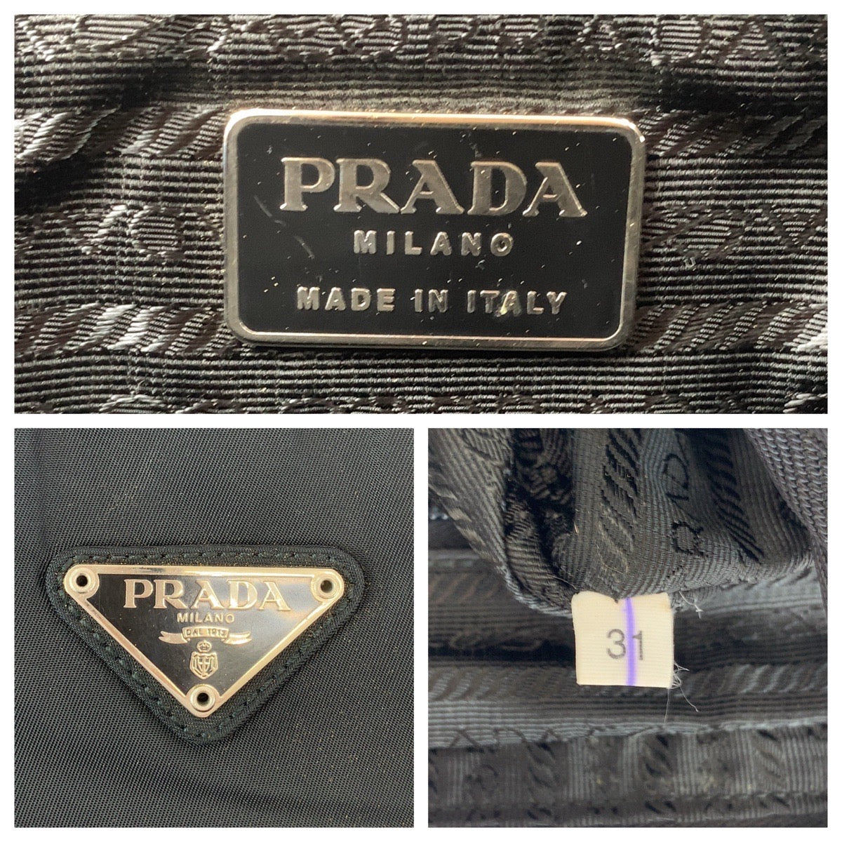 13530
PRADA プラダ 三角ロゴプレート ブラック 黒 シルバー金具 ナイロン ハンドバッグ ショルダーバッグ ミニボストンバッグ  レディース