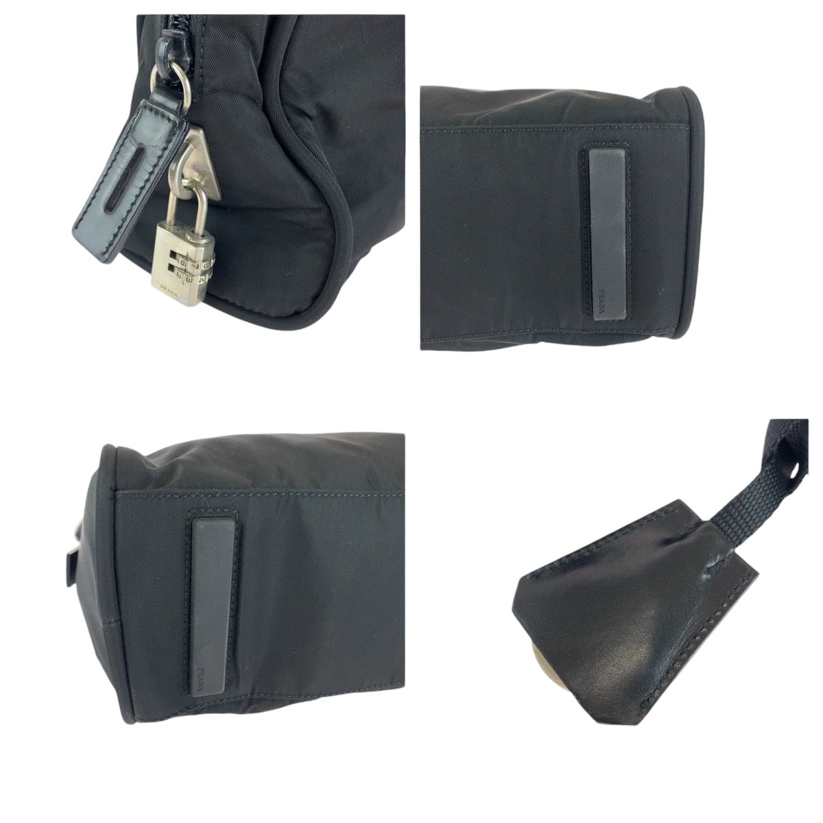 13530
PRADA プラダ 三角ロゴプレート ブラック 黒 シルバー金具 ナイロン ハンドバッグ ショルダーバッグ ミニボストンバッグ  レディース