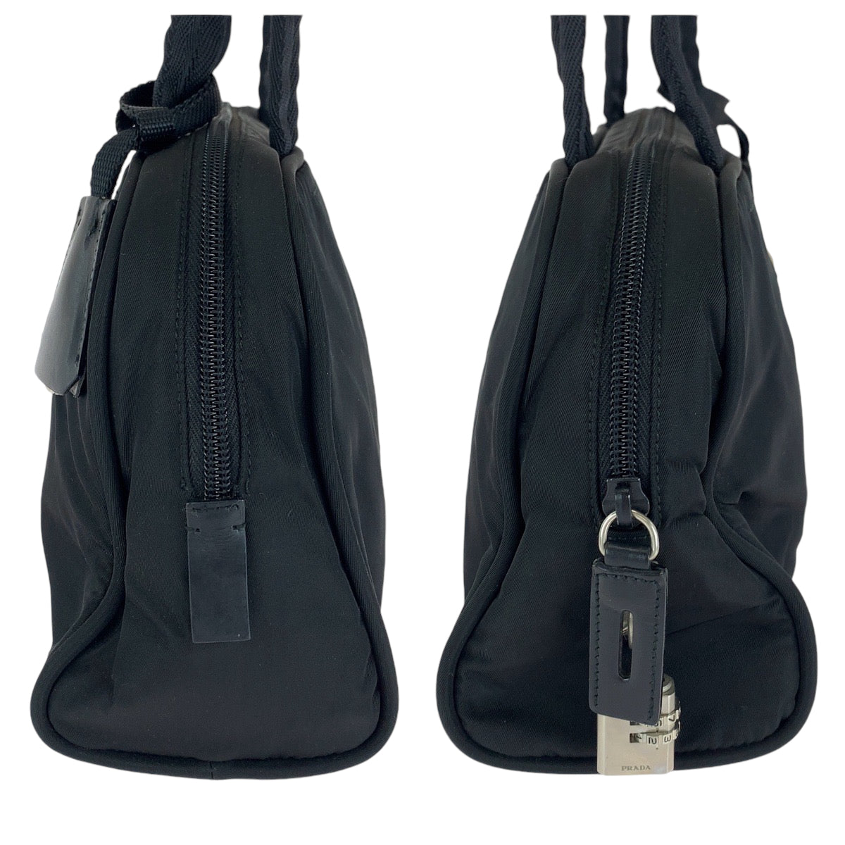 13530
PRADA プラダ 三角ロゴプレート ブラック 黒 シルバー金具 ナイロン ハンドバッグ ショルダーバッグ ミニボストンバッグ  レディース