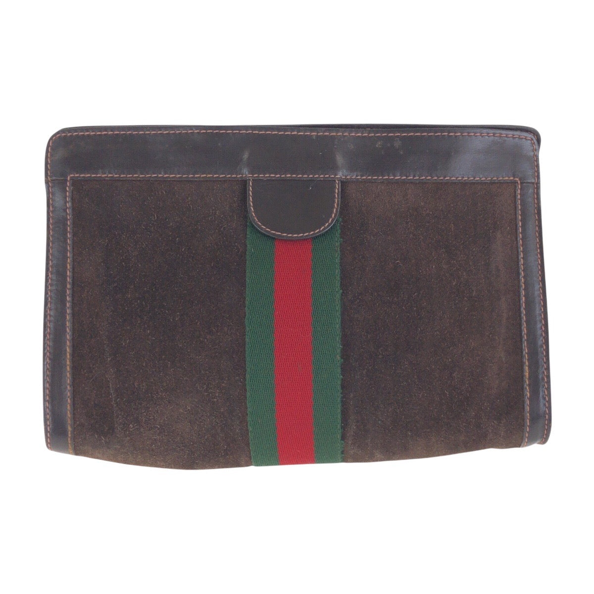 14110
GUCCI グッチ ヴィンテージ オールドグッチ シェリーライン ブラウン スウェード / レザー クラッチバッグ セカンドバッグ  メンズ