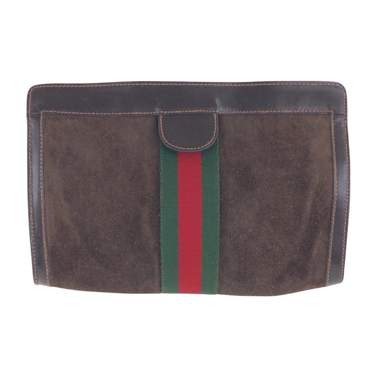 14110
GUCCI グッチ ヴィンテージ オールドグッチ シェリーライン ブラウン スウェード / レザー クラッチバッグ セカンドバッグ  メンズ