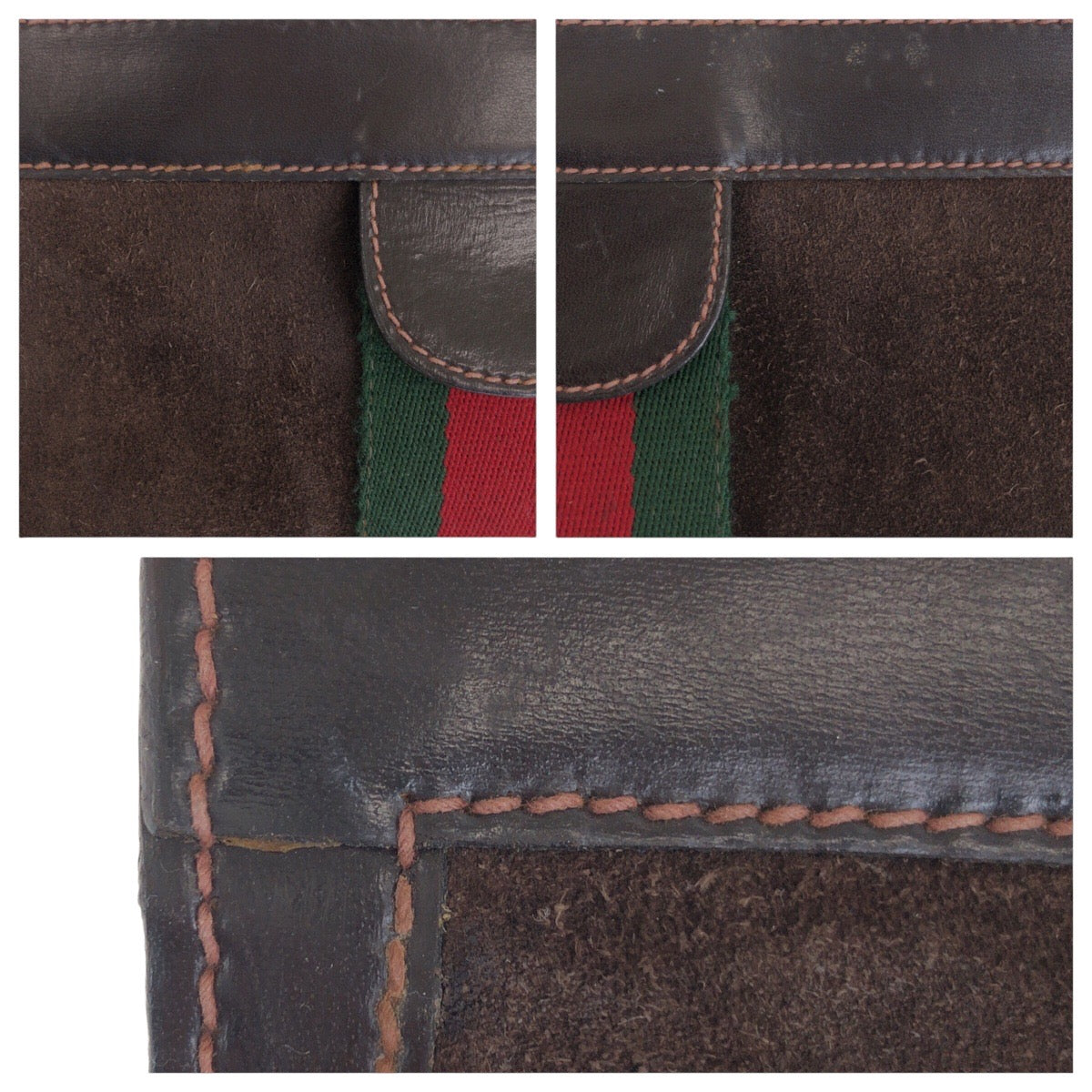14110
GUCCI グッチ ヴィンテージ オールドグッチ シェリーライン ブラウン スウェード / レザー クラッチバッグ セカンドバッグ  メンズ
