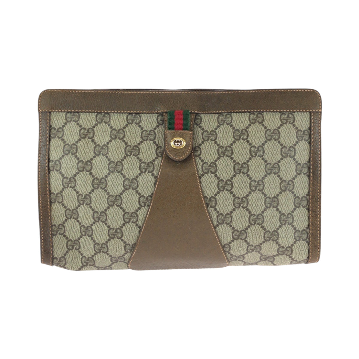 13532
GUCCI グッチ オールドグッチ シェリーライン ブラウン ゴールド金具 GGスプリームキャンバス 89 01 033 クラッチバッグ セカンドバッグ  レディース