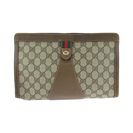 13532
GUCCI グッチ オールドグッチ シェリーライン ブラウン ゴールド金具 GGスプリームキャンバス 89 01 033 クラッチバッグ セカンドバッグ  レディース