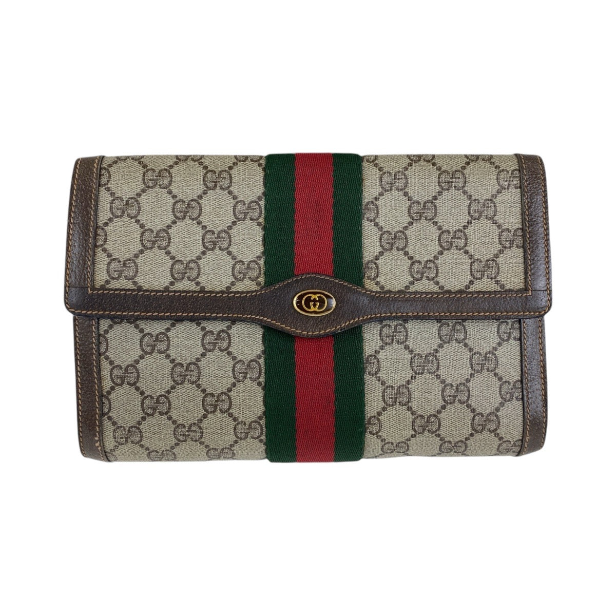 13533
GUCCI グッチ ヴィンテージ シェリーライン オールドグッチ ブラウン ゴールド金具 GGスプリームキャンバス / レザー 89 01 006 クラッチバッグ セカンドバッグ  レディース