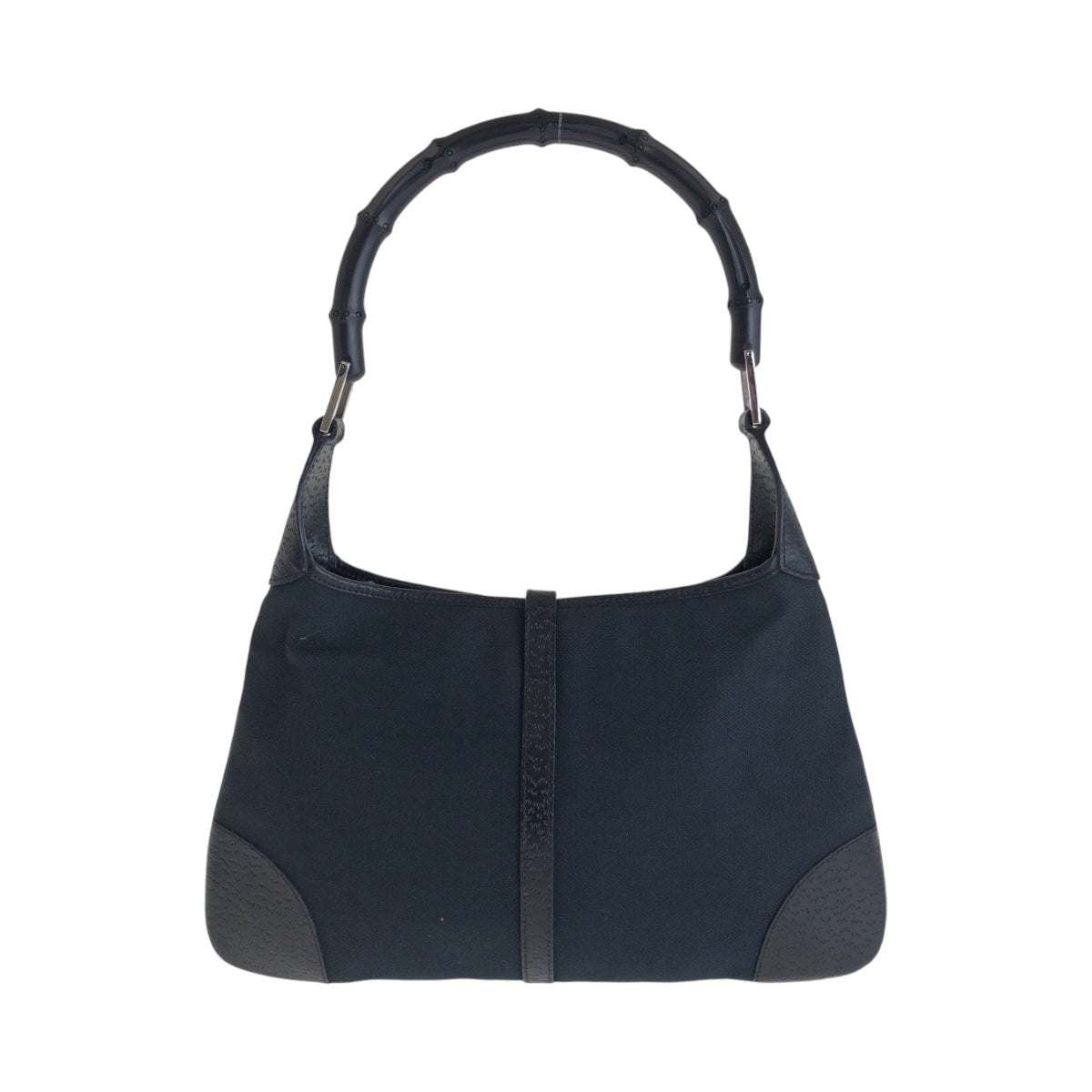 13535
GUCCI グッチ バンブー ジャッキー ブラック 黒 シルバー金具 キャンバス / レザー ショルダーバック ハンドバッグ  レディース