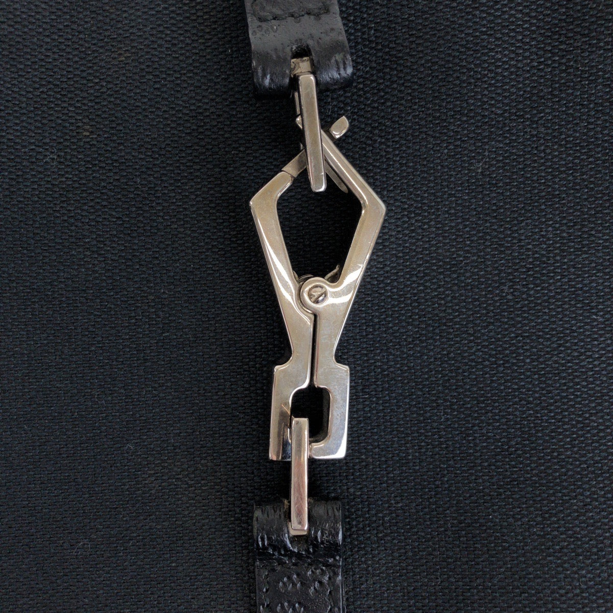 13535
GUCCI グッチ バンブー ジャッキー ブラック 黒 シルバー金具 キャンバス / レザー ショルダーバック ハンドバッグ  レディース