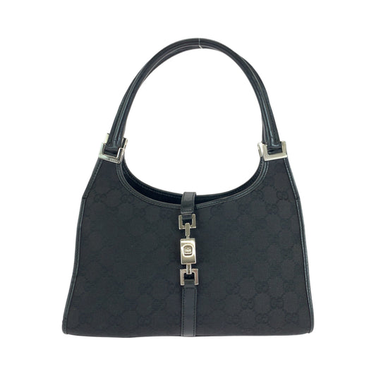 13536
GUCCI グッチ ジャッキー ブラック 黒 シルバー金具 GGキャンバス 002 1068 ホーボー ショルダーバッグ  レディース