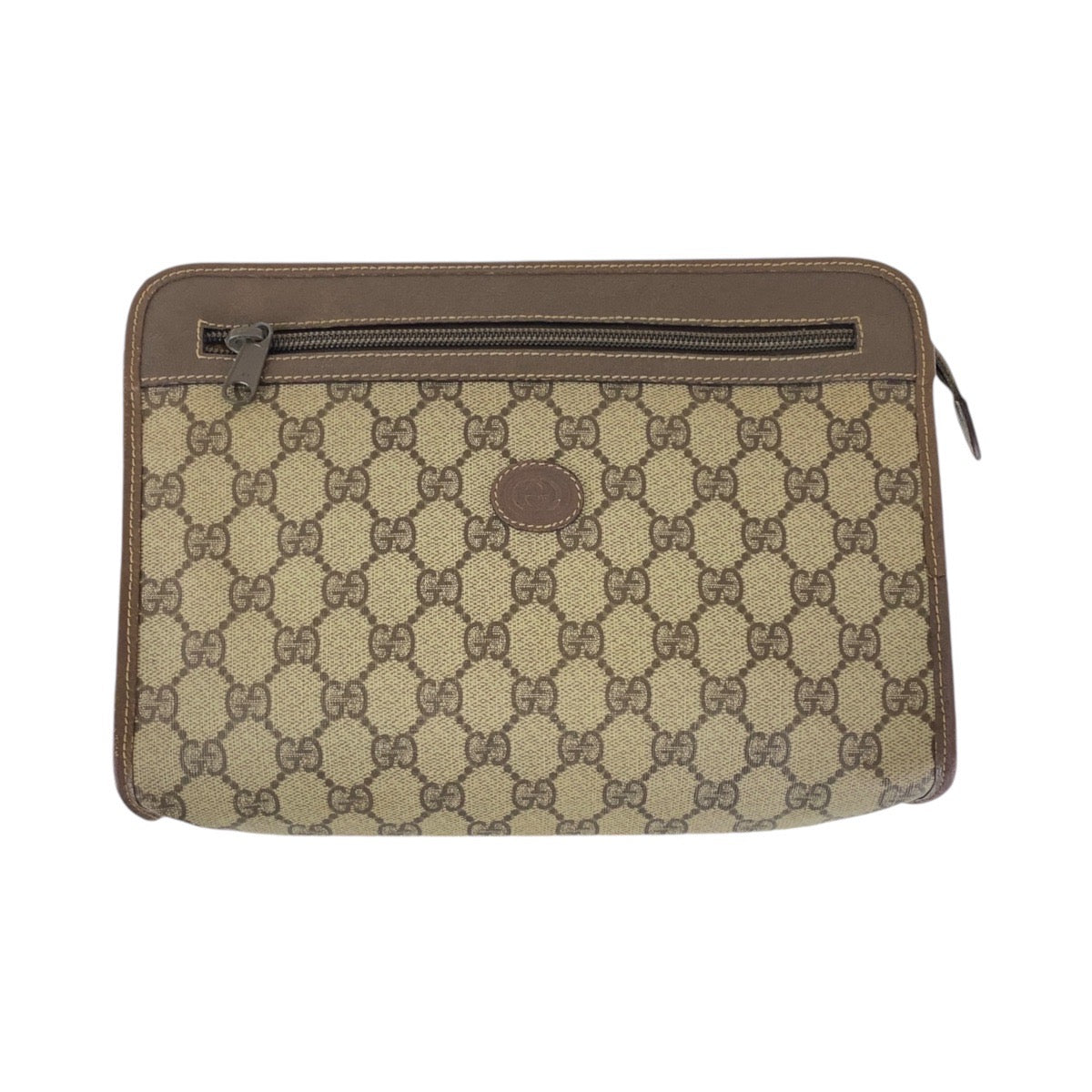 13537
GUCCI グッチ オールドグッチ ブラウン ベージュ PVC / レザー 014 115 6063 クラッチバッグ  レディース