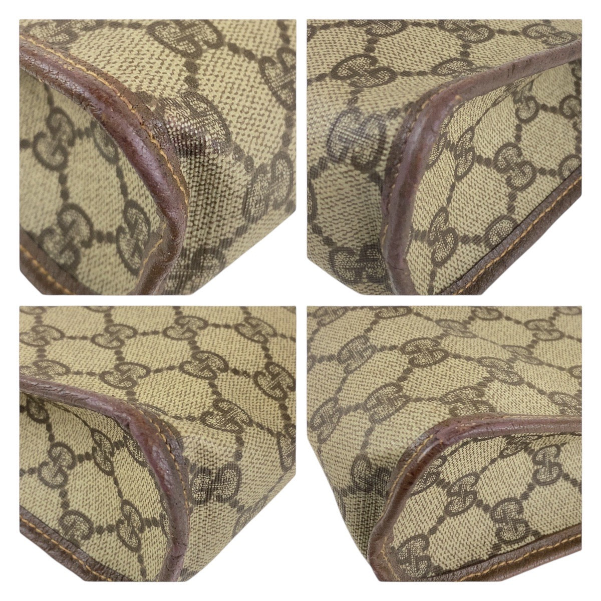 13537
GUCCI グッチ オールドグッチ ブラウン ベージュ PVC / レザー 014 115 6063 クラッチバッグ  レディース