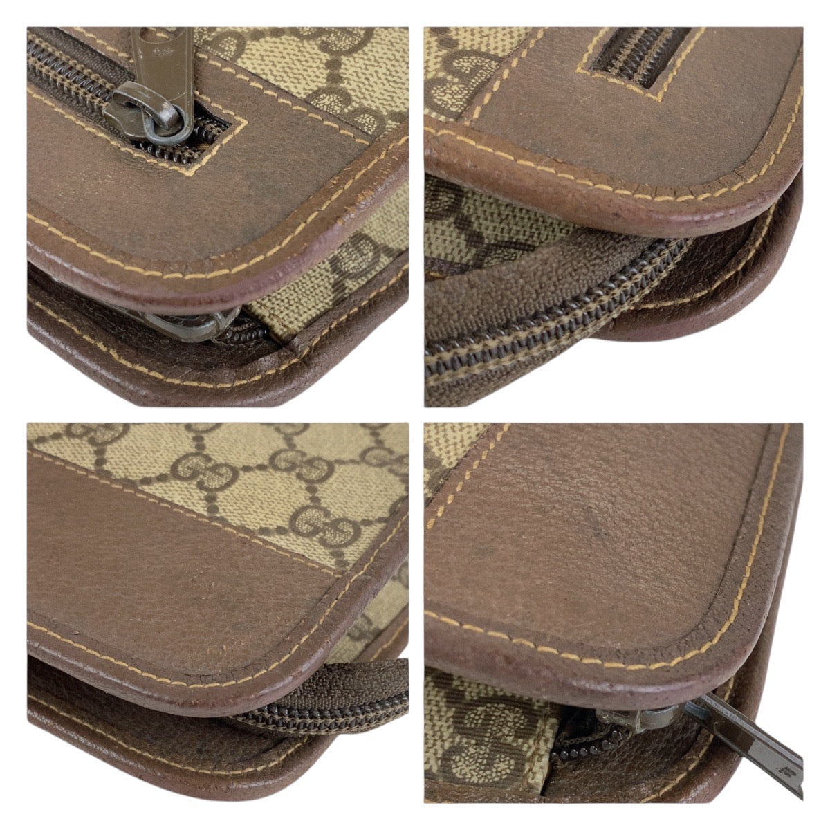 13537
GUCCI グッチ オールドグッチ ブラウン ベージュ PVC / レザー 014 115 6063 クラッチバッグ  レディース