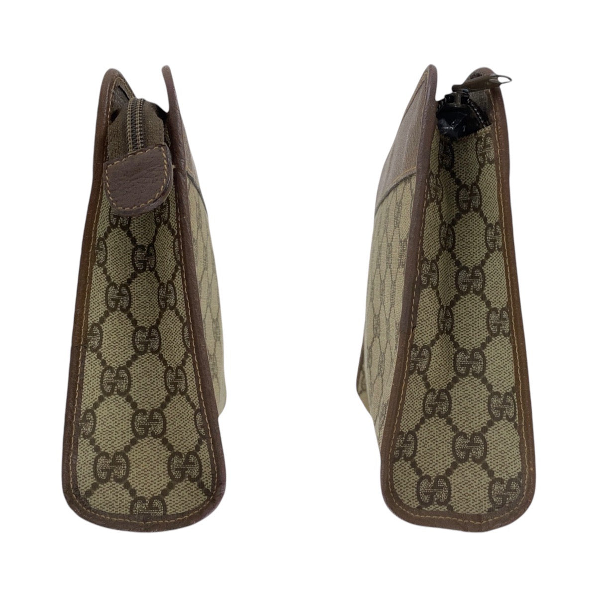 13537
GUCCI グッチ オールドグッチ ブラウン ベージュ PVC / レザー 014 115 6063 クラッチバッグ  レディース
