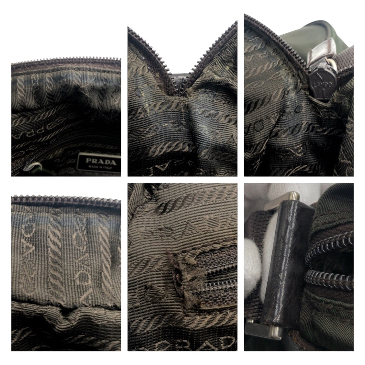 PRADA Prada Tessuto Triangle Logo Khaki Green Nylon Shoulder Bag for Women