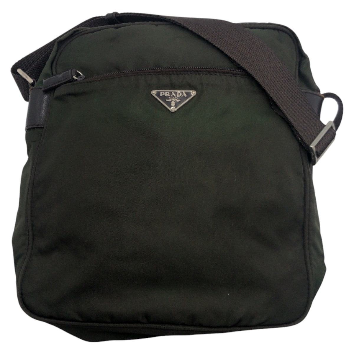PRADA Prada Tessuto Triangle Logo Khaki Green Nylon Shoulder Bag for Women
