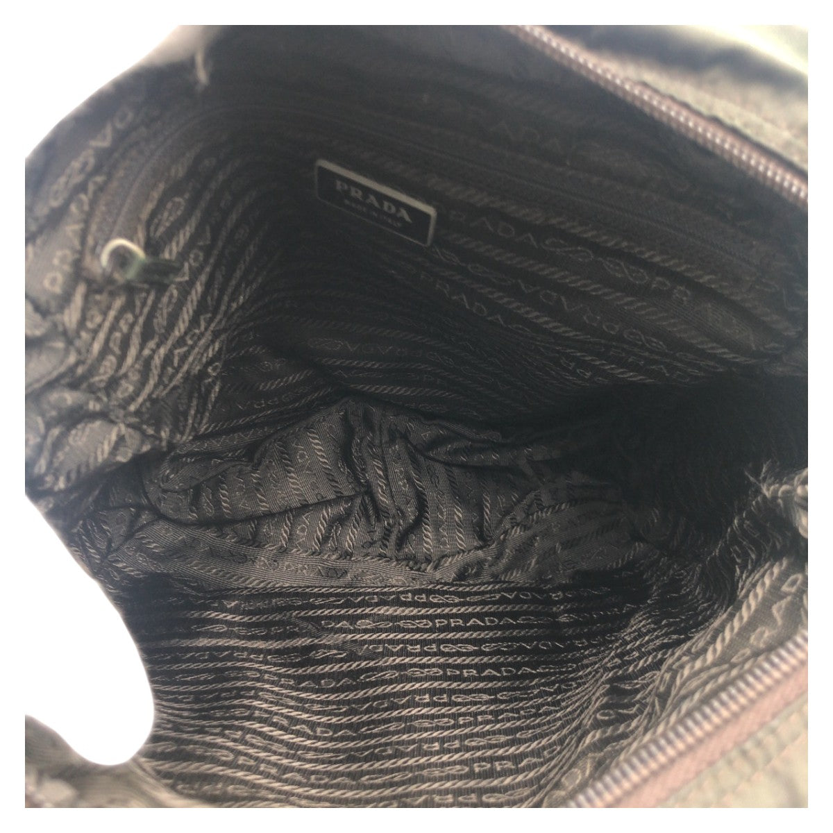 PRADA Prada Tessuto Triangle Logo Khaki Green Nylon Shoulder Bag for Women