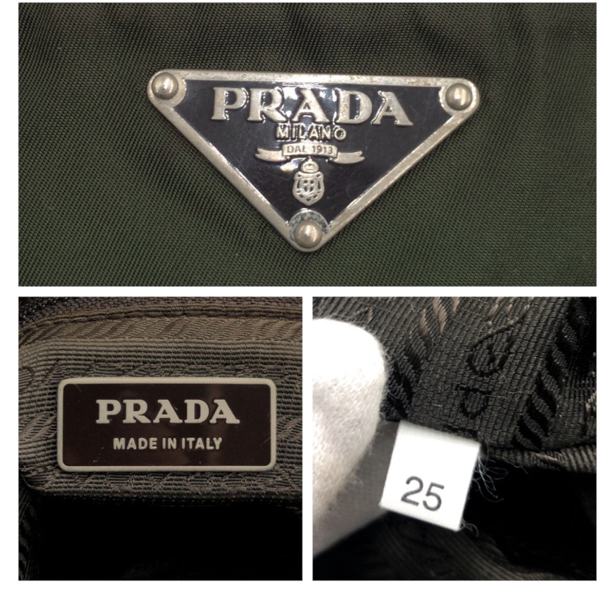 PRADA Prada Tessuto Triangle Logo Khaki Green Nylon Shoulder Bag for Women