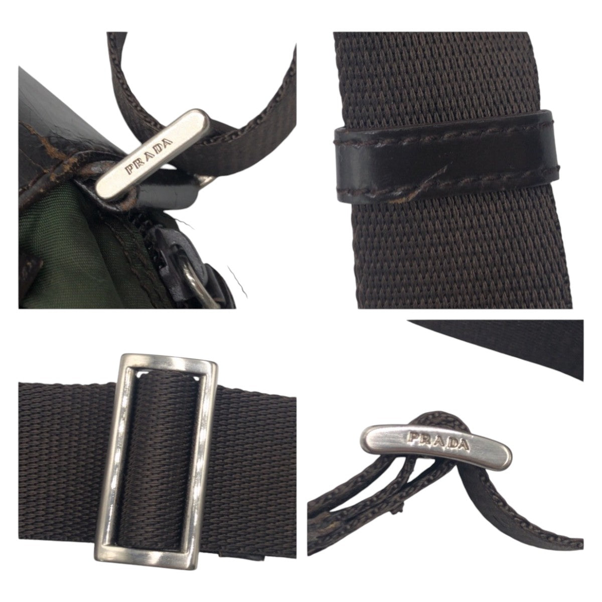 PRADA Prada Tessuto Triangle Logo Khaki Green Nylon Shoulder Bag for Women