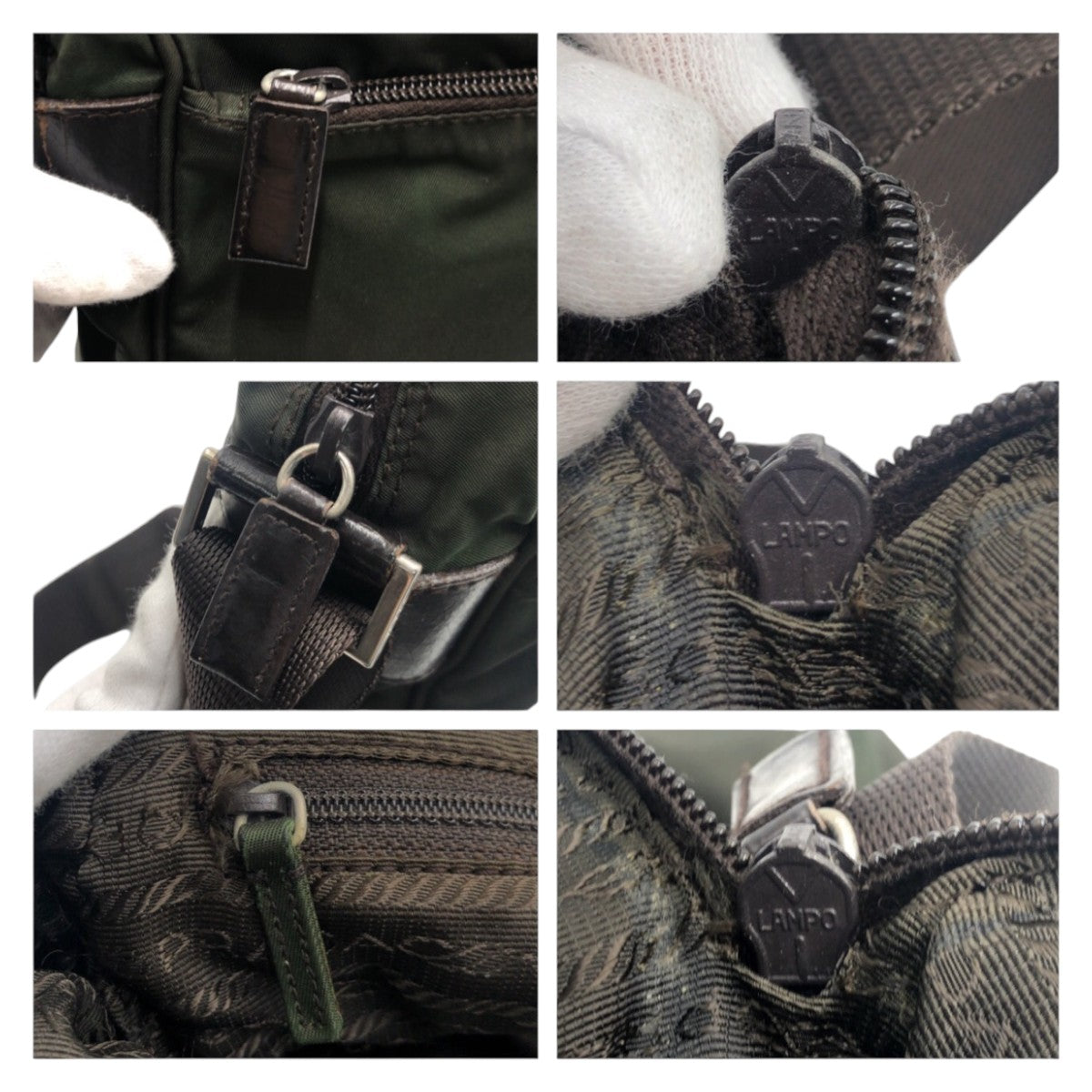 PRADA Prada Tessuto Triangle Logo Khaki Green Nylon Shoulder Bag for Women