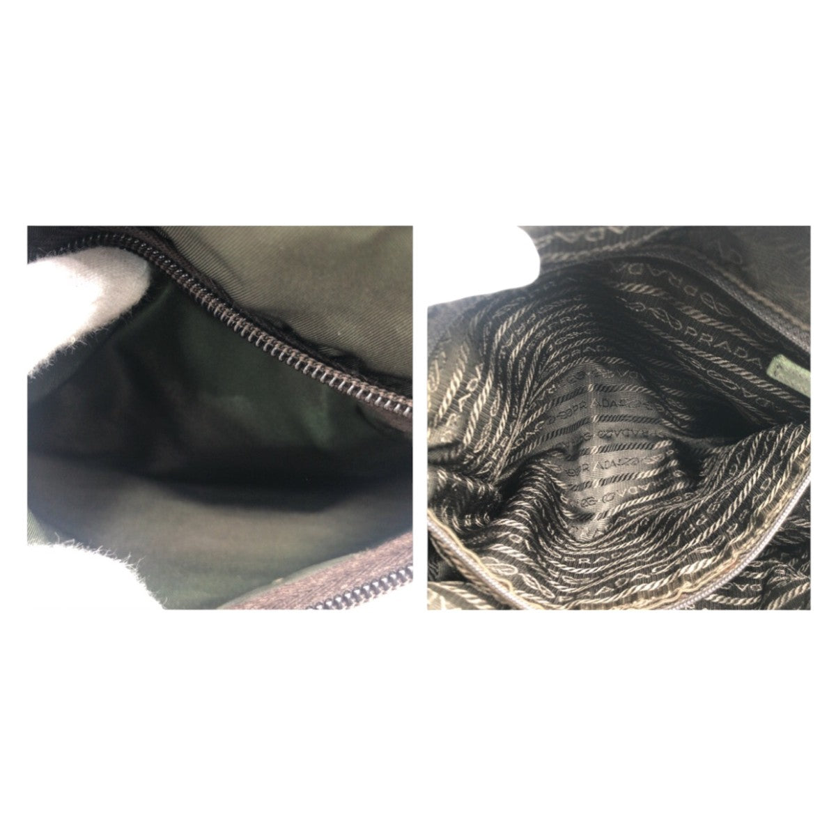 PRADA Prada Tessuto Triangle Logo Khaki Green Nylon Shoulder Bag for Women