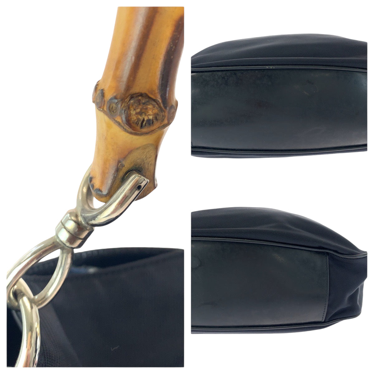 13538
GUCCI グッチ バンブー ダークネイビー ブラウン キャンバス 001 1705 1577 ショルダーバッグ ハンドバッグ 2way  レディース