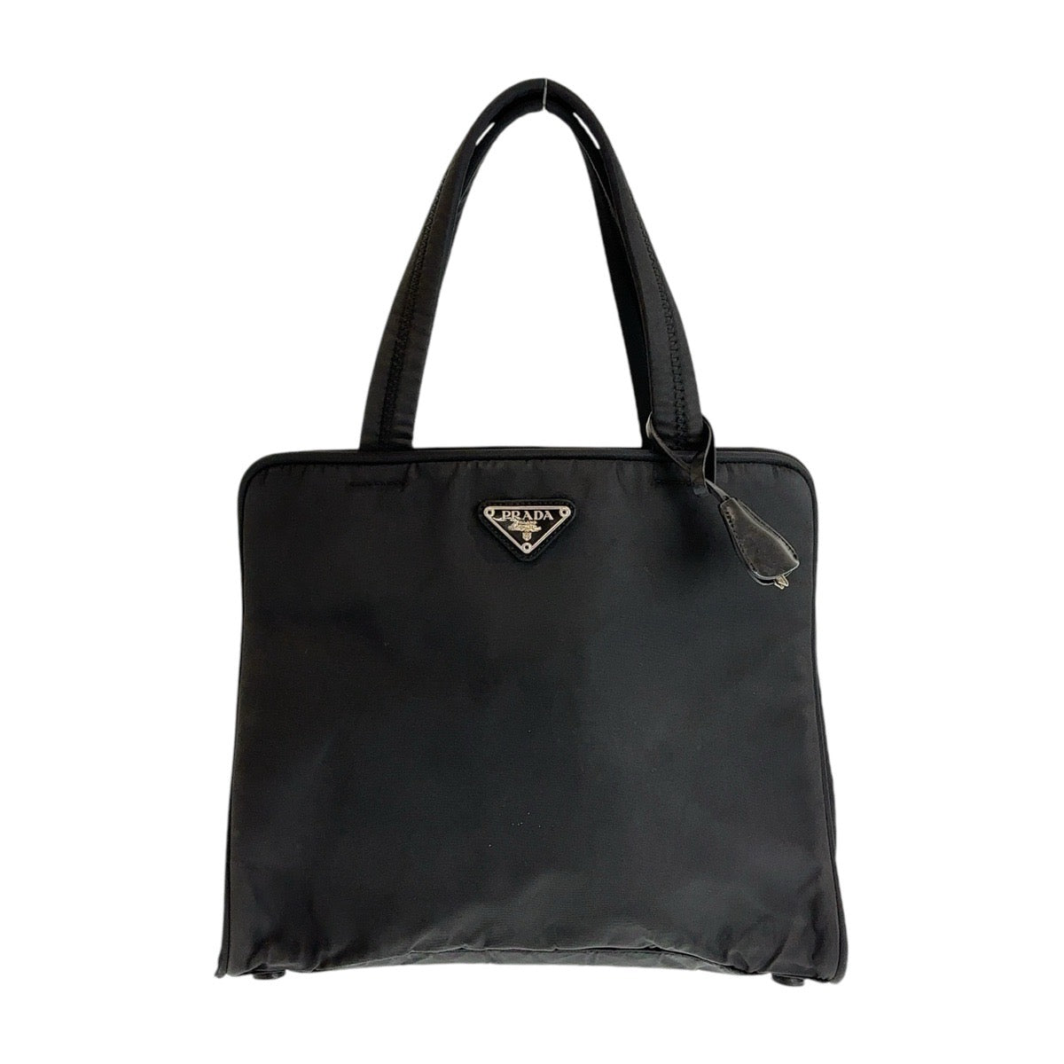 12801
PRADA プラダ 三角ロゴプレート ブラック 黒 シルバー金具 ナイロン トートバッグ ハンドバッグ  レディース