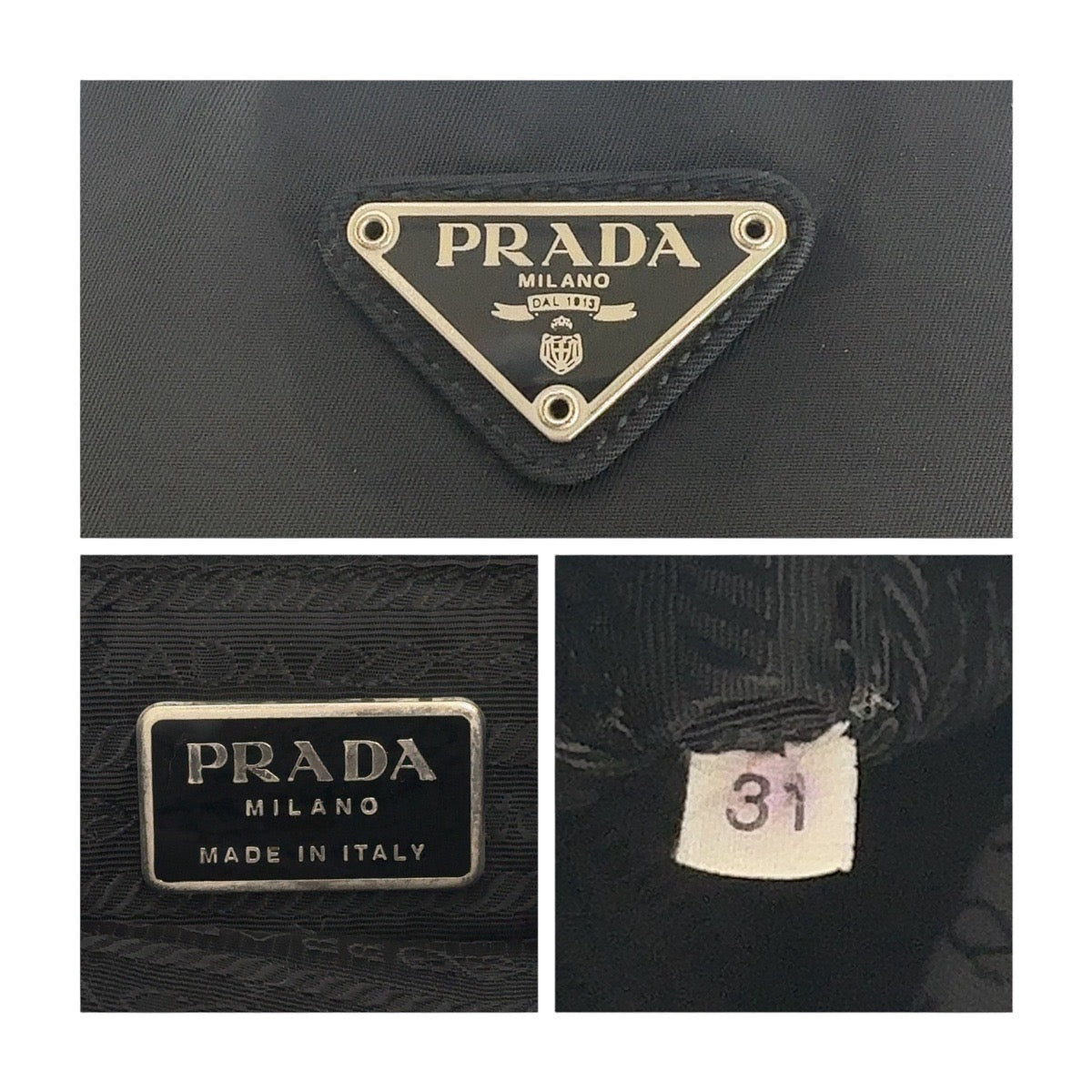 12801
PRADA プラダ 三角ロゴプレート ブラック 黒 シルバー金具 ナイロン トートバッグ ハンドバッグ  レディース