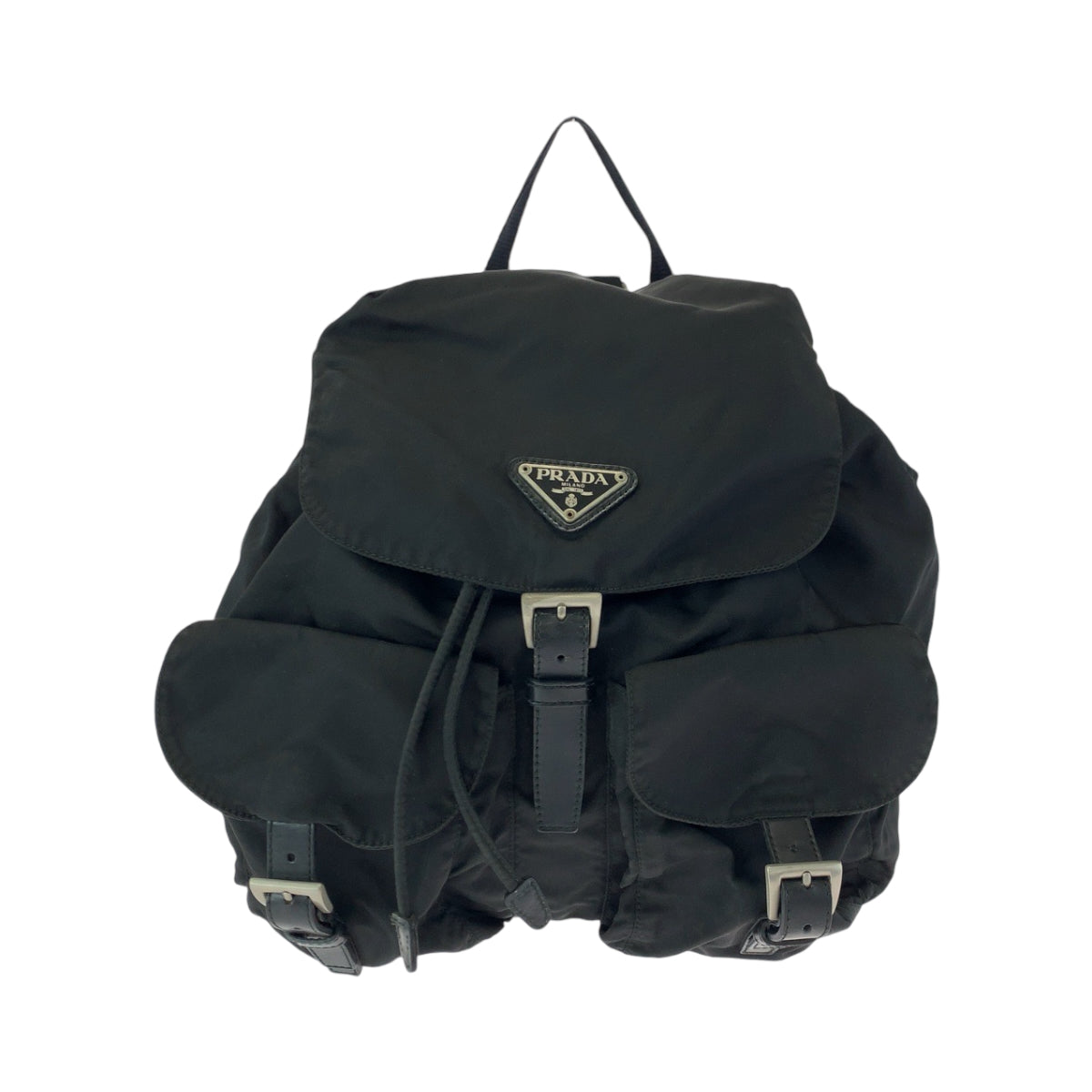 13540
PRADA プラダ 三角ロゴプレート ブラック 黒 シルバー金具 ナイロン リュックサック バックパック  レディース