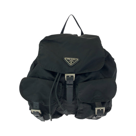 13540
PRADA プラダ 三角ロゴプレート ブラック 黒 シルバー金具 ナイロン リュックサック バックパック  レディース