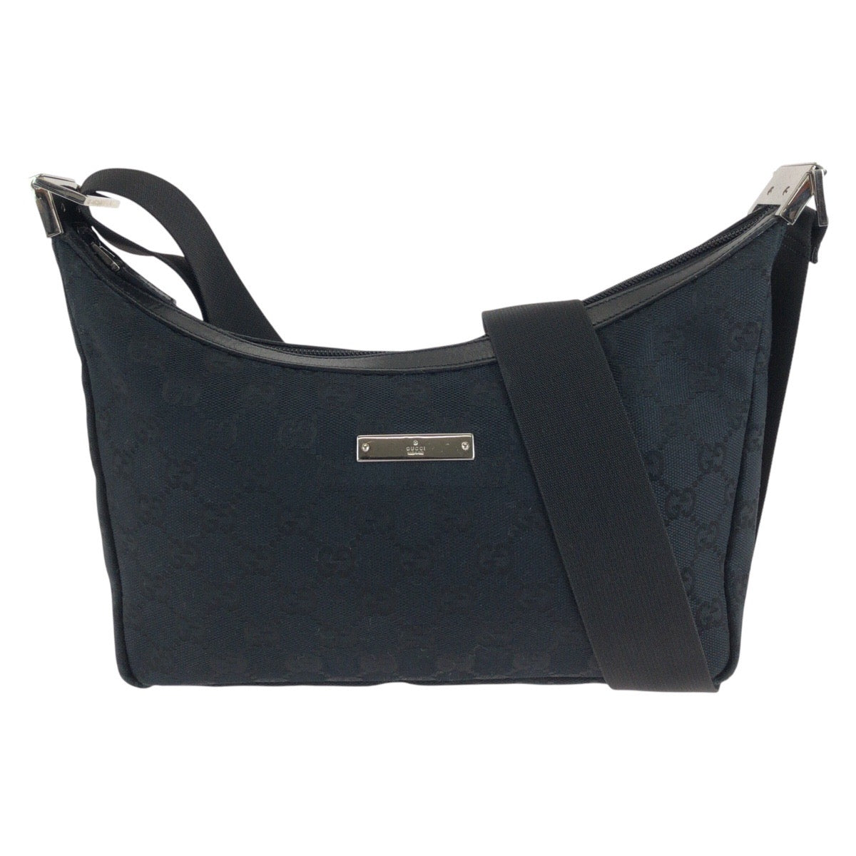 13542
GUCCI グッチ ブラック 黒 シルバー金具 GGキャンバス 019 0433 ショルダーバッグ ポシェット  レディース