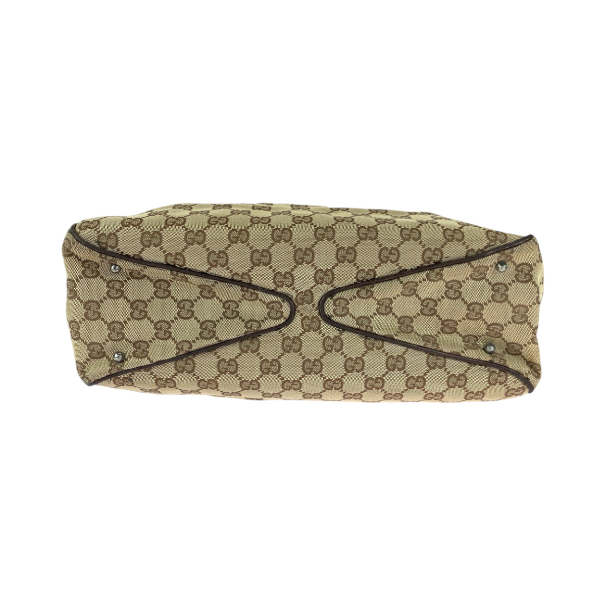 13543
GUCCI グッチ ベージュ ブラウン シルバー金具 GGキャンバス 113017 トートバッグ ハンドバッグ  レディース