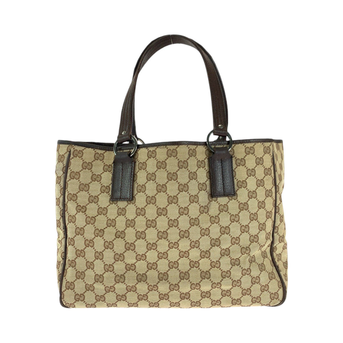13543
GUCCI グッチ ベージュ ブラウン シルバー金具 GGキャンバス 113017 トートバッグ ハンドバッグ  レディース