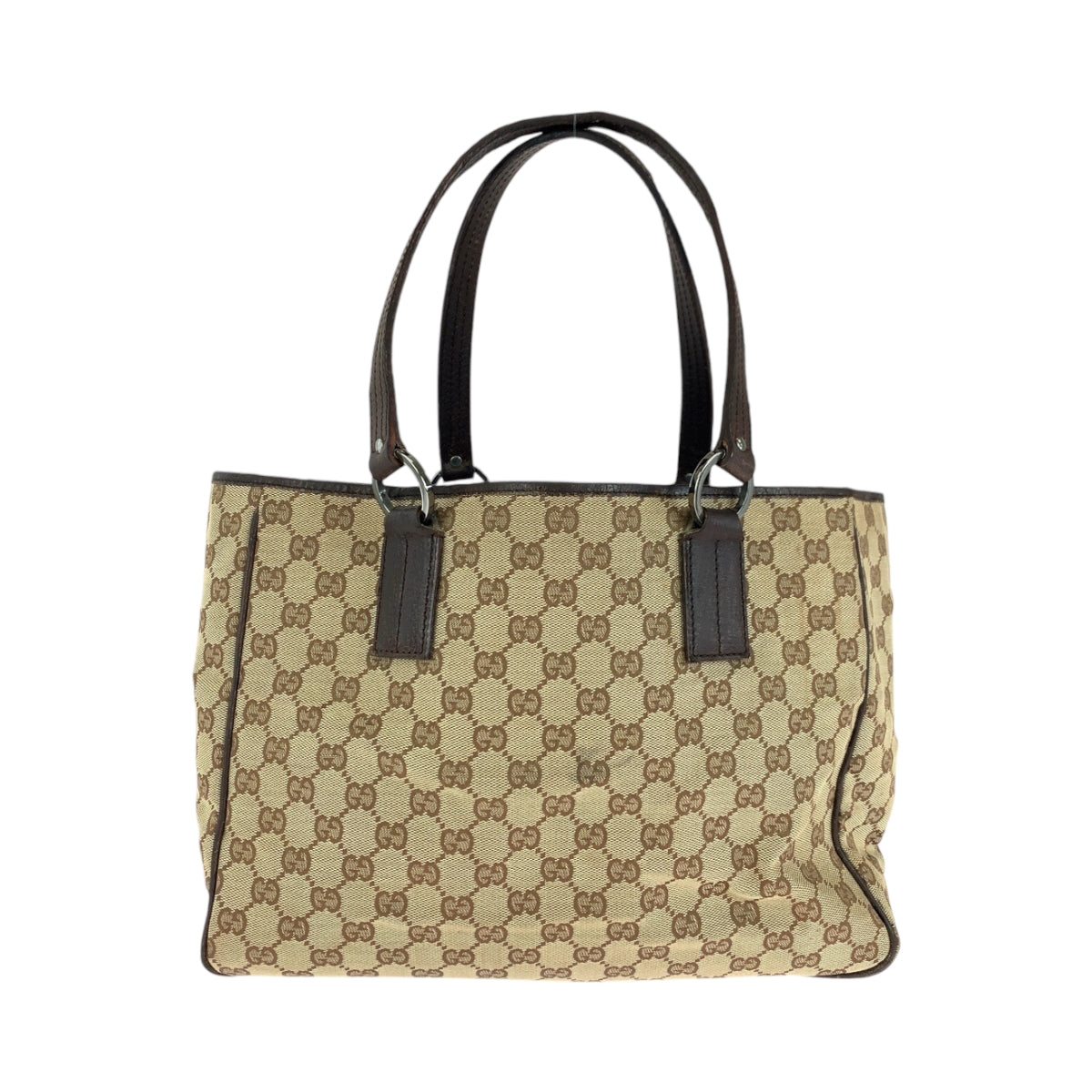 13543
GUCCI グッチ ベージュ ブラウン シルバー金具 GGキャンバス 113017 トートバッグ ハンドバッグ  レディース