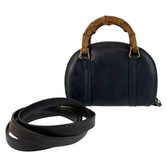 13544
GUCCI グッチ バンブー ブラック 黒 ゴールド金具 レザー ハンドバッグ ショルダーバッグ 2way  レディース