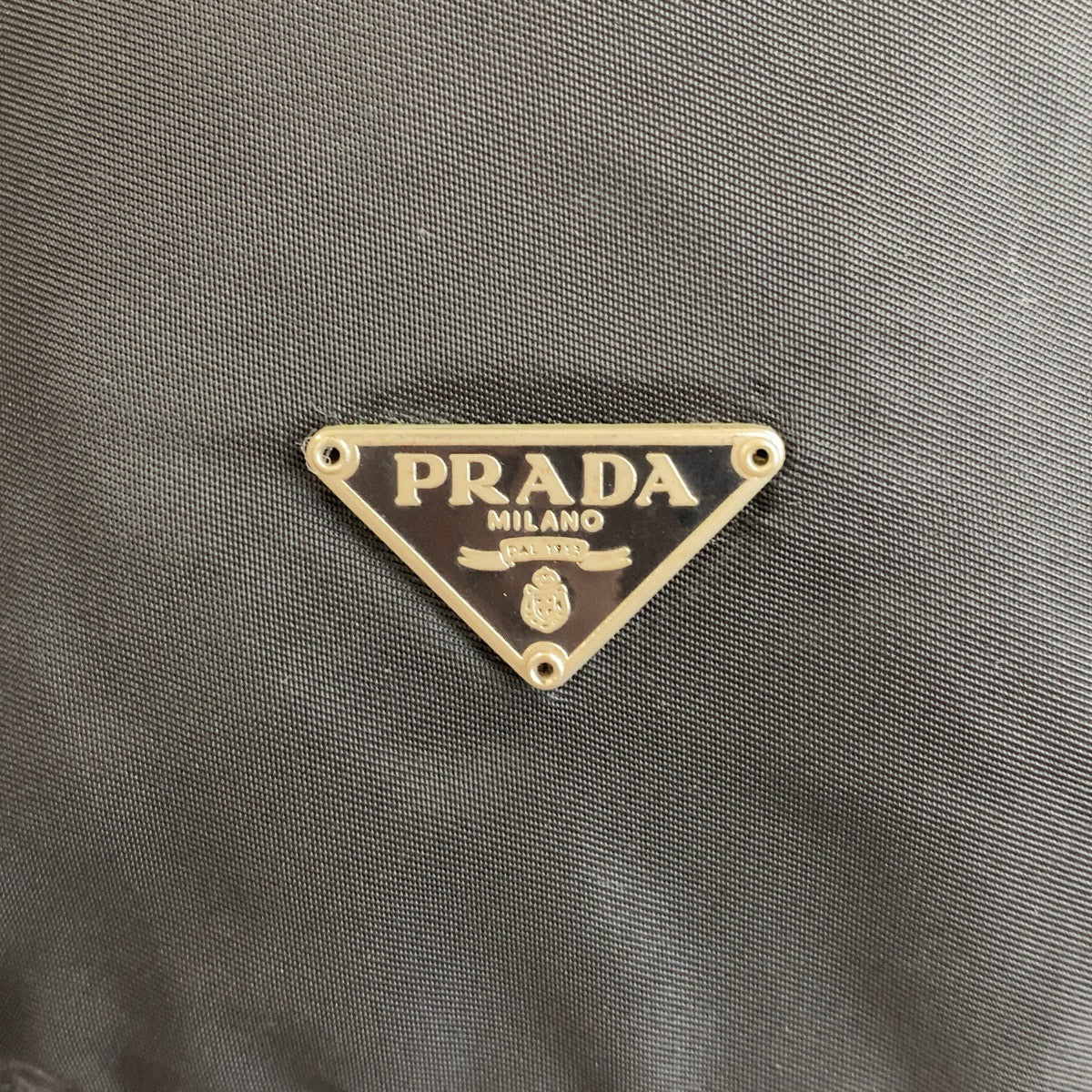 PRADA Tessuto Triangle Logo Plate Black Silver Hardware Nylon Pouch Drawstring Pouch Women's