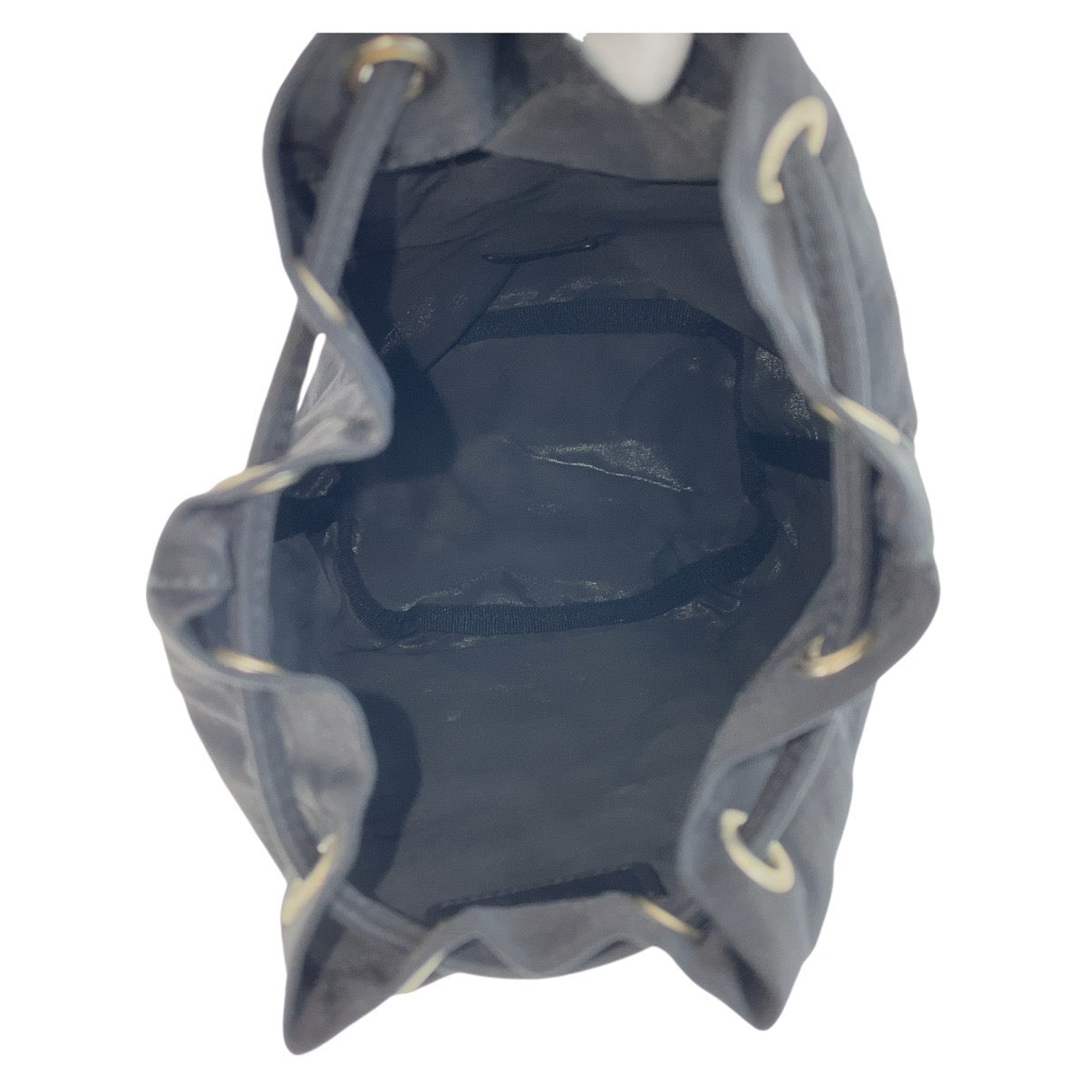 PRADA Tessuto Triangle Logo Plate Black Silver Hardware Nylon Pouch Drawstring Pouch Women's